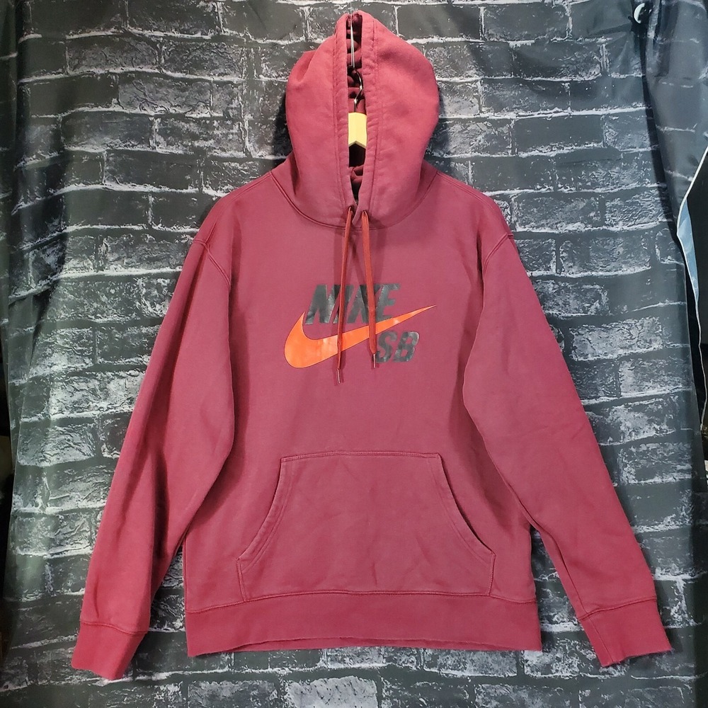 Nike SB Pullover‎ Hoodie Mens Medium Burgundy Maroon Swoosh Athleisure Trendy